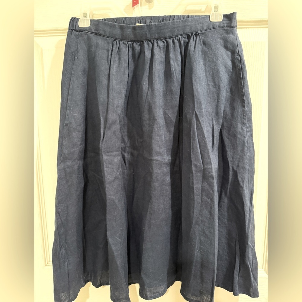 St. Tropez Navy 100% Linen Skirt